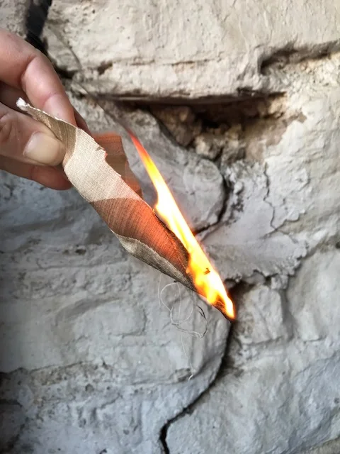 untreated Fabric on fire