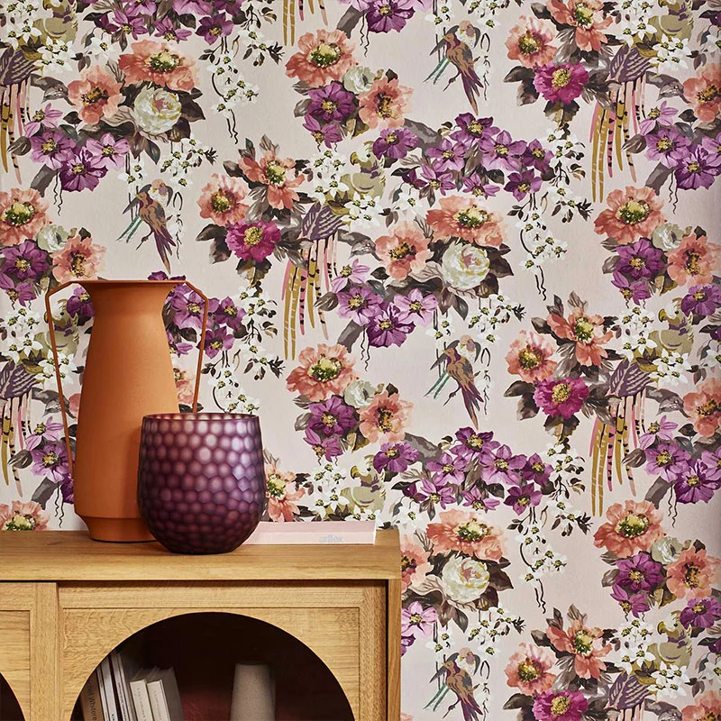 1838 Wallcoverings V&A Decorative Papers II Floral Serenade Apricot - Image 2