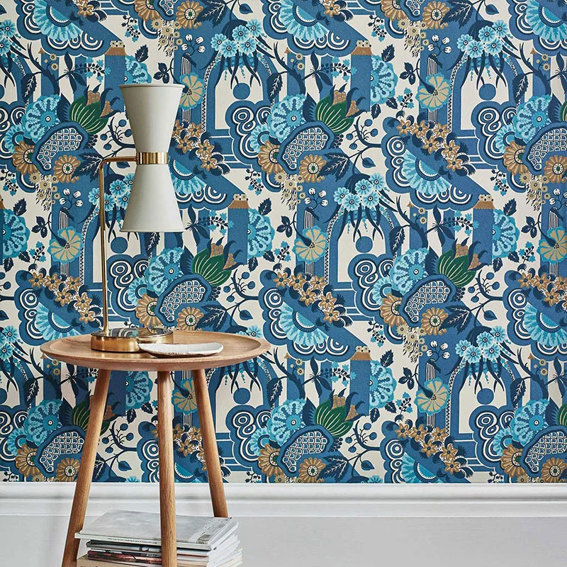 1838 Wallcoverings V&A Decorative Papers II Pineapple Cobalt - Image 2