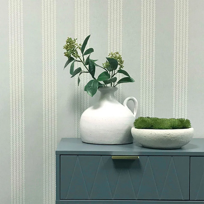 1838 Wallcoverings V&A Decorative Papers III Silk Stripe Powder Blue - Image 2