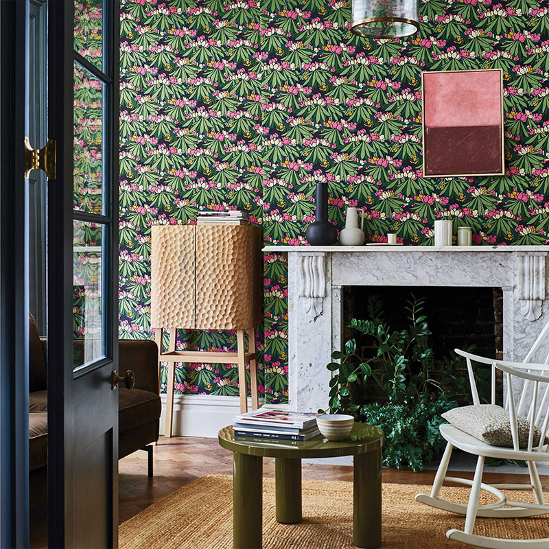 1838 Wallcoverings V&A Decorative Papers II Rhododendron Magenta - Image 2