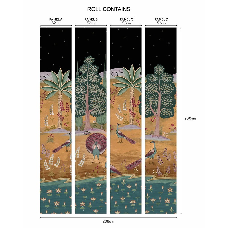 1838 Wallcoverings V&A Decorative Papers II Garland of Ragini Mural - Night - Image 3