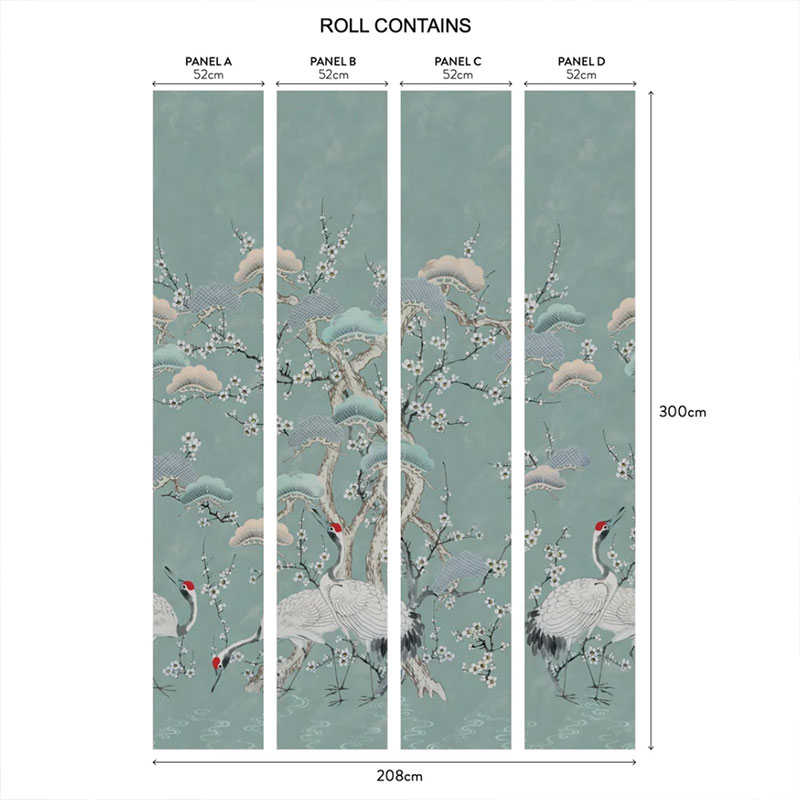 1838 Wallcoverings V&A Decorative Papers Kyoto Blossom Wall Mural Mist - Image 3