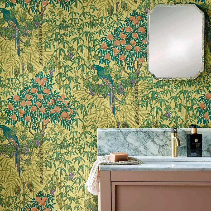 1838 Wallcoverings V&A Decorative Papers Macaw Wallpaper Vivid Yellow - Image 2